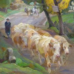 Kühe auf der Dorfstaße